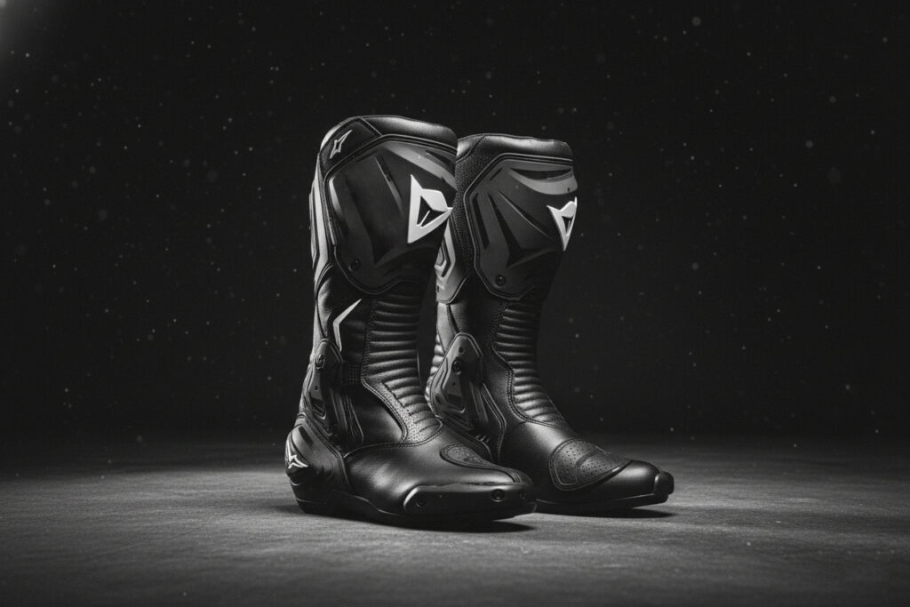buty na motor czarno biała
