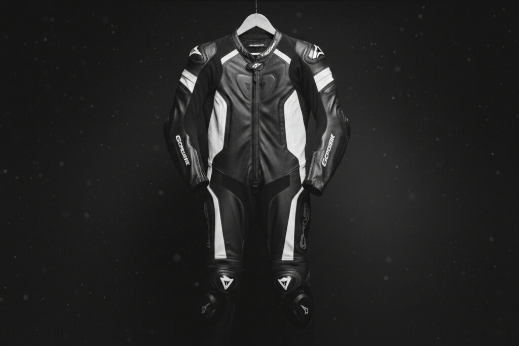 kombinezon na motor czarno biała